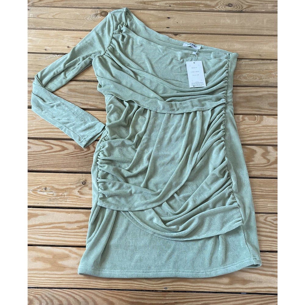 NWT Saint Genies One Sleeve Mini Dress Size 18 Women’s Light Green